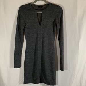 Wilfred Free Grey Low Cut Long Sleeved Mini Dress